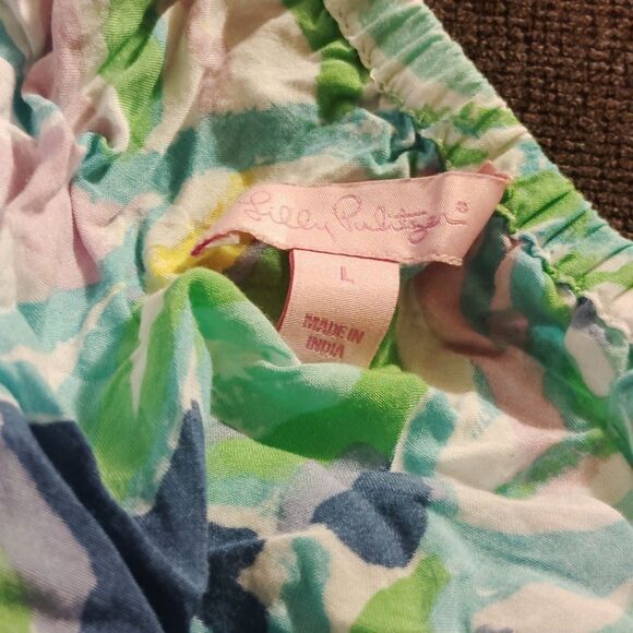 Lilly Pulitzer Green and Blue Leaf Print Top - Picture 3 of 4